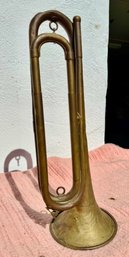 Vintage Brass Conn Trumpet In Old Patina, 15' Long