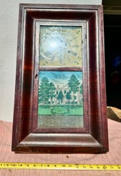 Crotch Mahogany OG Moulding 2 Weight Shelf Clock With Alarm And Nice J G Brown Residence Tablet, 25' Ht
