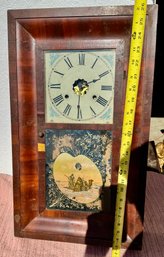 Jerome And Co. OG Clock 39 Hr Mahogany OG Clock With Reverse Painted Tablet, 26' Ht