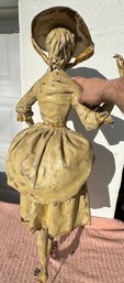 Very Interesting Fashion Early Paper Mache Doll In A Detailed French Dress , 36' Ht
