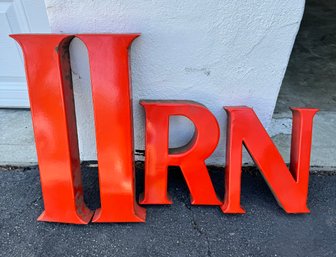 Lot Of 4 Vintage Enamel Letters, From Dealership Or Sign Adv., 15' To 22' Ht