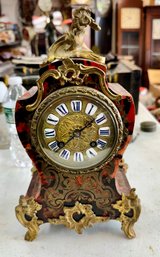 Late 19th C French Louis XV Style Boulle Clock  With Tortoise Shell & Brass Case Sgd Japy Freres, 16' Ht