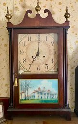 Seth Thomas Mahogany Case Pillar And Scroll Clock With Mount Washi8ngton Glasses