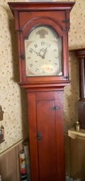 Riley Whiting Early 19th Century Tall Case Clock With Wooden Works And Painted Wooden Dial