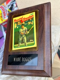 Vintage Wade Bogg Autographed(?) Card On Plaque