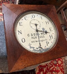 Rare Seth Thomas Self Winding Oak Office Clock Which Runs By Battery (Not A Slave Clock!), 19' Ht