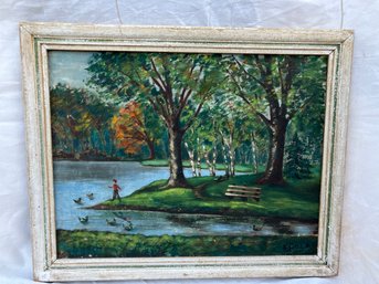 C2BT6 Painting, Oil/canvas, 'Woodland Landscape', Sgd ENOLA, 25'x30'