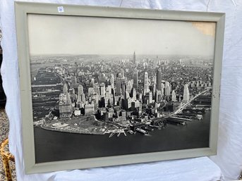 C2 S25 Framed Photo Print, 'Aerial View Of NYC Manhattan From The East River', Large Size In White Frame,