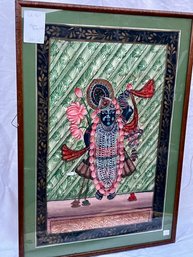 C2S27 Painting On Cloth, 'Mural Of Hindu Deity Lord Shrinath Ji' In 26'X38' Frame