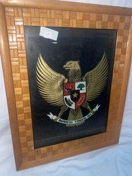 T-5 Coat Of Arms Of Indonesia In An Interesting Brick Design Maple 20'x16' Frame