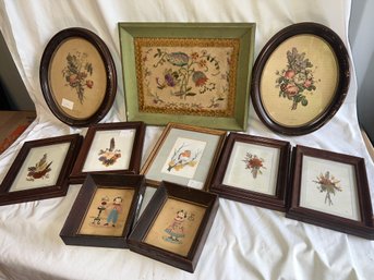 Small Box Lot Of 10 Assorted Floral Prints In Frames