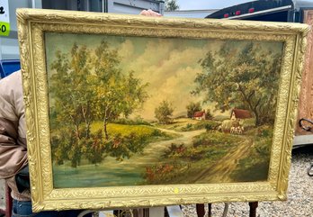 Oil/Canvas 'Large Landscape' Sgd. B.M. BROWN, In A Nice Fancy Frame,  24'x36' Stretcher 29'x40' Frame