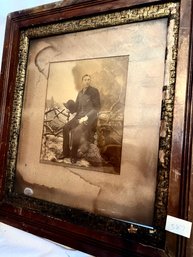 T2-2 Framed  8'x10' Vintage Photo Of Man With Derby, 19'x21' Frame