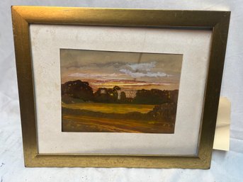 O-9 Watercolor, 'Forman Castle At Sunset', Marked Sept., 1880, No Glass In Frame
