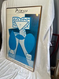 Picasso Miami Exhibit Poster, 34'x22', Framed In A Chrome Edge Frame Under Glass