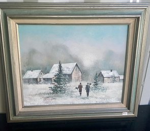 C2OS8 Painting, Oil/Canvas, 'Winter Scene', Sgd. N. Vanillin, 23'x27'