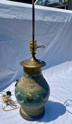 Oriental Bronze Champleve Enamel Decorated Lamp Base