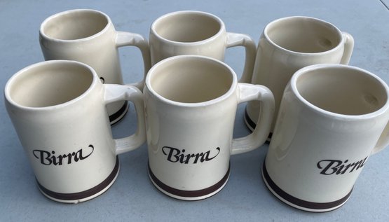 Set Of 6 McCoy USA 'Birra' Beer Mugs - Mold #6395 - Bought In Italy