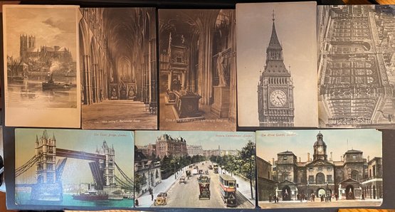 Vintage & Antique Lot Of 8 Postcards - London England, Westminster, Big Ben Etc