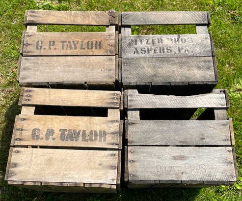 4 Vintage Wooden Crates From G.P. Taylor And Pitzer Bros.