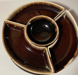 Vintage 5 Piece Pfaltzgraff USA GOURMET BROWN DRIP Lazy Susan Pottery 130 , 9