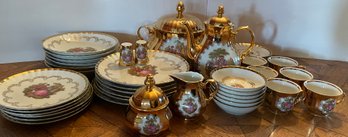 Antique MHM Handarbeit Bavaria 22 Karat Complete 42 Piece Table Setting For 6 - Fabulous Condition