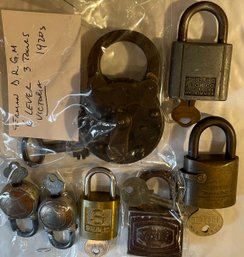 7 Collector's Padlocks With Keys - Antique, US Navy-Chicago Lock Etc