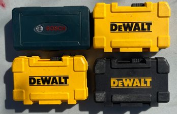4 Drill Bit Cases- 3 Dewalt 1 Bosch Partially Filled