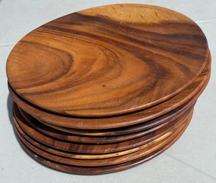 Set Of (8) S.C. Vizcarra Mid-Century Hand Crafted Wooden Plates - Philippines - 11.75'