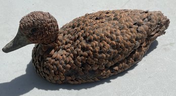 Vintage Hand Crafted Pine Cone Duck Decoy 15' - Barn Attic Find