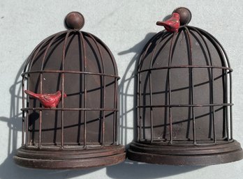 Cardinals Bird Cage Bookends