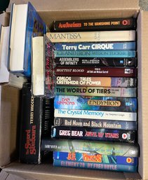 Box Of 19 Hard Cover Sci Fi Fantasy Books - See Authors