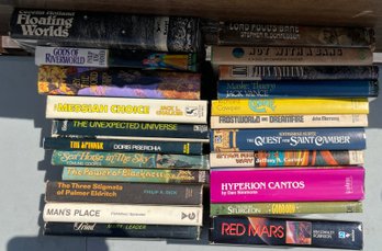 Large Box Of 22 Hard Cover Sci Fi Fantasy Books - Many Authors