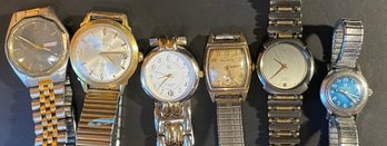 6 Vintage Watches - Bulova, Citizen, Bouchard, Givenchy