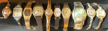 Lot Of 10 Vintage Ladies Watches - Westfield, Seiko, Gruen, Benrus, Citizen, Bulova & More - See!