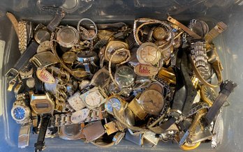 Container With Well Over 5 Pounds Of Watch Parts And Watches For Repair