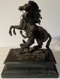 Vintage Bronze Statue After Guillaume Coustou The Horse Of Marly - 11'x 9' On Base