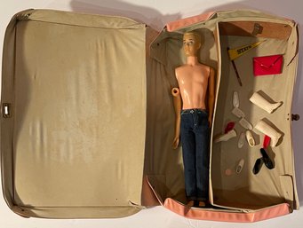 Vintage '60s Barbie Ken Doll Pieces With Case And Various Barbie Accessories