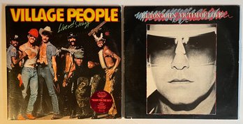 2 Vinyl Records 1979 - Village People Live & Sleazy Promo Copy, Elton John Victim Of Love