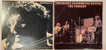 2 Classic Rock/Folk Vinyl Records - Credence & Randy Newman Live Albums Nice!