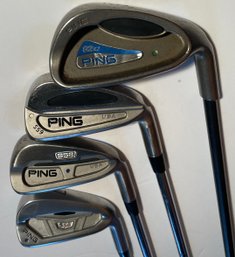 Lot Of 4 Ping Individual Irons, 3 Steel Shaft, One Graphite Shaft - See Pics For Models & Iron Number