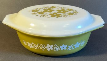 Vintage Pyrex Spring Blossom Crazy Daisy 1.5 Quart Casserole Dish With Lid