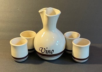 Vintage McCoy 660 Ceramic Pottery Vino Wine Carafe BROWN Pitcher And Four (4) 559 Cups