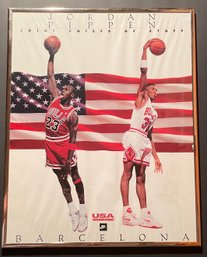 Vintage 1992 Nike Poster Jordan Pippen Joint Chiefs Barcelona Chicago 20' X 16'