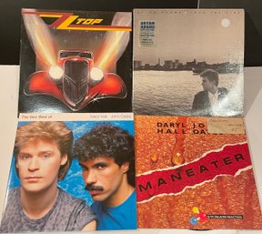 Lot Of 4 Vinyl Records By ZZ TOP, HALL & OATES, BRYAN ADAMS