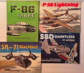 Lot Of 4 Vintage Military Aircraft Books - SR-71 Blackbird, F-86 Sabre, P-38 Lightning, SBD Dauntless