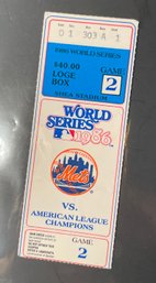 1986 New York Mets V. Boston Red Sox World Series GAME 2 - Clemens Vs. Doc Gooden - Ticket Stub