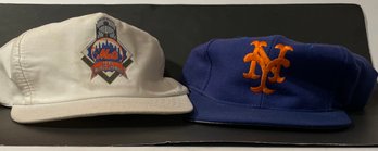 Pair Of 2 Vintage New York Mets Snapback Hats - Blue & White 1986 Logo World Series