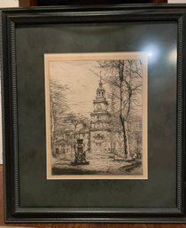 Paul Geissler (1881 - 1965) Pencil Signed Original Etching 'Philadelphia 1928'