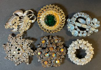 Lot Of 6 Ornate Vintage Estate Brooches / Pins